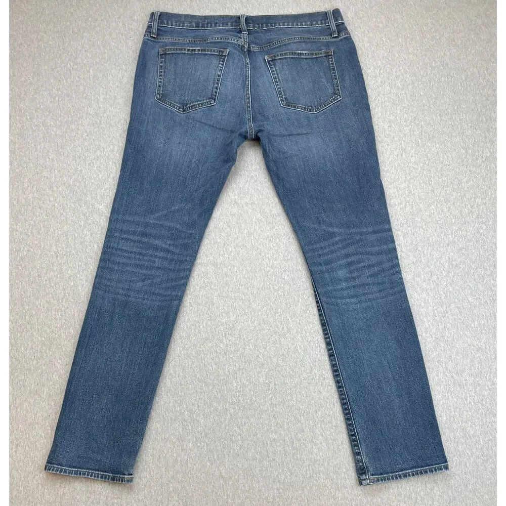 J‎ Crew Jeans Mens 34 x 30 Blue Denim Cotton Blend Stretch Slim Fit